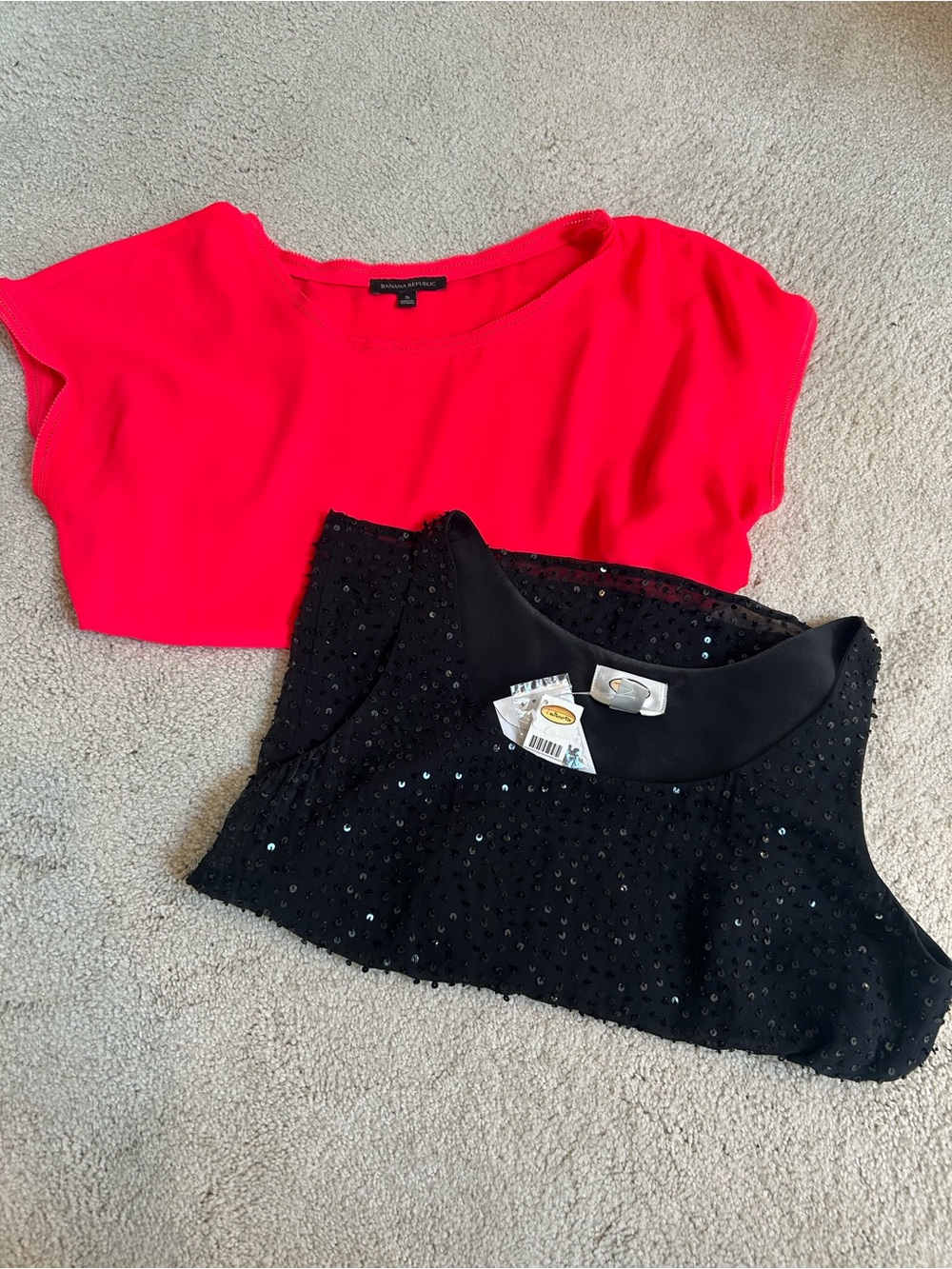 Banana Republic Pink Scoop Neck Top and Talbots sparkly sleeveless top (tags on)